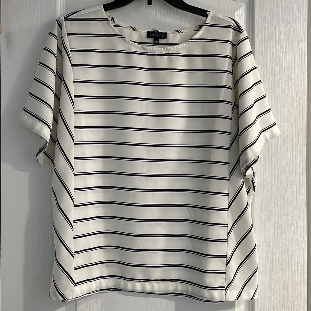 The Limited White With Navy Striped Top